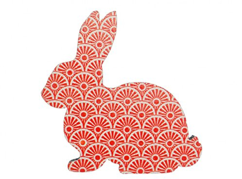 Miniblings Hase Brosche Pin Kaninchen Ostern Osterhase Holz rot | Statement am Revers, montiert in Berlin, liebevoll zusammengesetzt