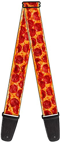 Buckle-Down GS-W34284 Guitar Strap - Pepperoni Pizza w/Crust Vivid - 2 Wide - 29-54 Length