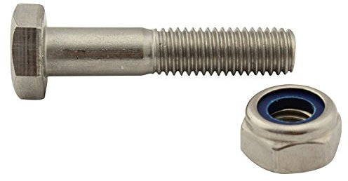 SC-Normteile® | Sechskantschrauben mit Schaft und Sicherungsmuttern (Stoppmuttern) - M10x55 - (5 Stück) - Maschinenschrauben - DIN 931 / DIN 985 - Edelstahl A2 (V2A) - SC931 / SC985