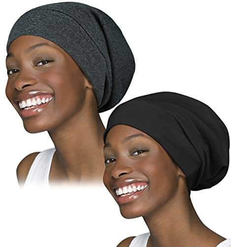 FocusCare Damen satin gefüttert schlaf slouchy cap curly slap kopfbedeckung geschenke für kraus haar eine größe passt meistens für immer classics