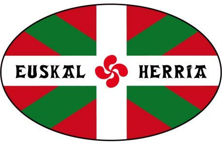 Autocollant Drapeau Basque Euskal Herria sticker ovale - Taille : 4 cm