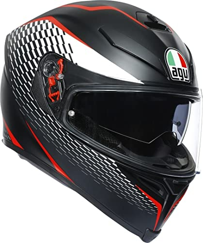 AGV Unisex-Adult K5 S E2205 Multi MPLK Motorrad Helm, matt schwarz weiß rot, S 55/56