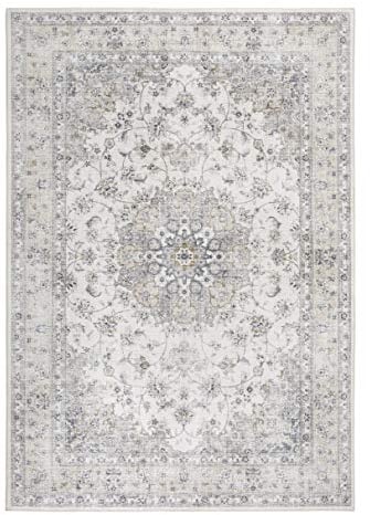 -LUXOR- living Teppich Wohnzimmer Prima im Vintage Design - Wohnzimmerteppich Teppich Kurzflor Digitaldruck in zeitlosem Design Creme 120 x 170 cm