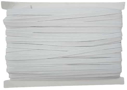 Trimming Shop 9mm breit, 5 Metres lang - weißes elastisches Band zum Nähen und Basteln - rundes Gummiband für Kleidung - dehnbare Kordel für Röcke und Hosenbund