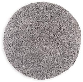 WohnDirect Premium Hochflor Badezimmerteppich Grau • Rutschfester & Extra Flauschiger Badvorleger • Badteppich, Badematte Rund Ø 70 cm