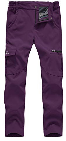 donhobo Damen Wanderhose Wasserdicht Softshellhose Outdoorhose Winddicht Warm Gefüttert Winterhose Trekkinghose Funktionshose Lila 2XL