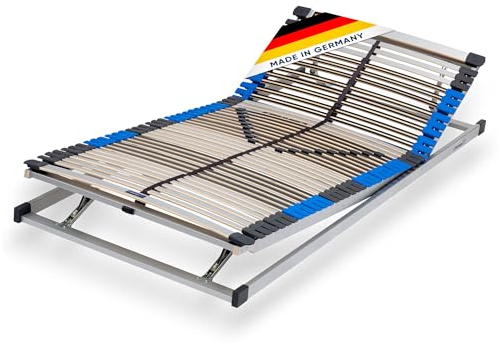CubeSleep 7-Zonen Lattenrost Pure KF 44-Leisten | Kopf- und Fußteil verstellbar | Federung mit Härteregulierung | Made In Germany | GS Zertifiziert – geprüfte Sicherheit (140 x 220 cm)