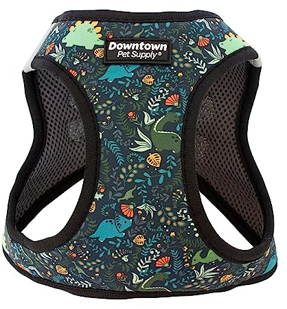 Downtown Pet Supply Step in Dog Harness No Pull, X-Large, Dinosaur - Adjustable Harness with Padded Mesh Fabric and Reflective Trim - Buckle Strap Harness for Dogs