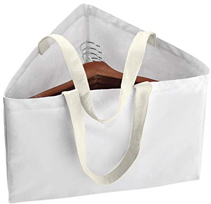 Fresheracc Kleiderbügel-Organizer für platzsparende Wäsche, dreieckig, Aufbewahrungstasche mit Griffen für Schrank, Wäscheraum, Kleiderschrank, Trockengestell, stapelbar, ohne Installation (weiß)