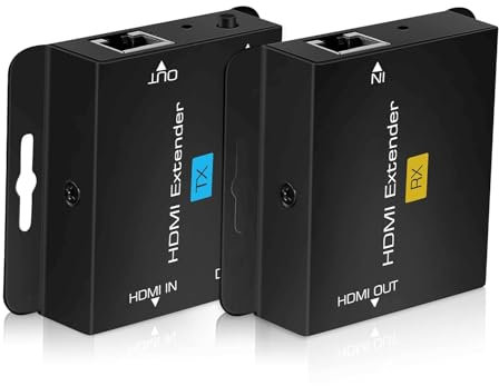 avedio links 196ft/60m HDMI Extender Over Cat 5e/6/7, 1080P HDMI Ethernet Extender Balun Adapter with Single POC Power Supply, Support 3D, EDID, Deep Color, Compatible with DVD, Fire Stick, Roku, PS5
