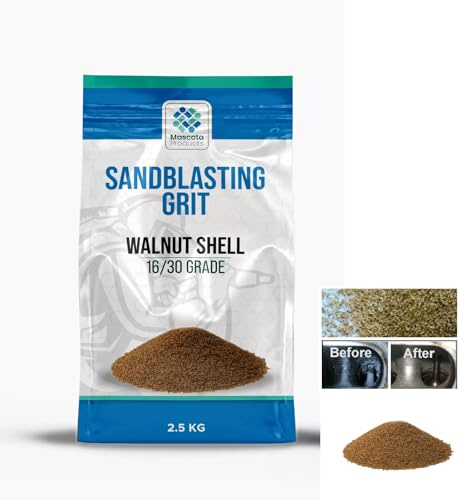 Walnut Shell SandBlasting Grit 16/30 Grade 0.5–1mm 2.5kg | Engine cleaning Carbon removal Aluminium safe Reusable Silica-free Biodegradable
