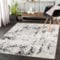 Livabliss Kyoto Wohnzimmer Teppich modern – Abstrakt Design in Marmor Optik für Wohnzimmer 200x274 cm, Esszimmer, Schlafzimmer - Marmor Teppich groß, weicher Teppich Kurzflor Elfenbein, Grau, Schwarz
