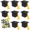 Graduation Candy Boxes,30pcs Doctoral Cap Shaped Gift Box Black Graduation Celebration Treat Sweet Biscuit Chocolate Sweet Box with Yellow Tassel