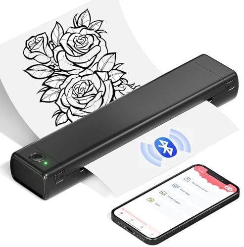 COLORWING Portable Tattoo Transfer Stencil Machine,Thermal Printer Tattoo Wireless Printer,Tattoo Stencil Printer Copier Machine,Inkles Travel Printers Compatible with Android iOS Phone &Laptop