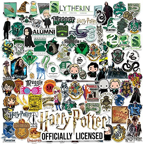 Harry Potter/Slytherin Theme Pack Miscellaneous 100 Ct. Sticker Pack Bundle Die Cut Vinyl Large Deluxe Stickers Variety Pack - Laptop, Water Bottle, Scrapbooking, Tablet, Skateboard, Indoor/Outdoor -