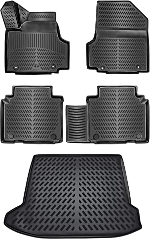 ELMASLINE Juego de alfombrillas de goma 3D y bandeja de maletero para Hyundai IONIQ 5 | 2021-2025 | Alfombrillas y alfombrilla para maletero | No encaja en IONIQ 5N