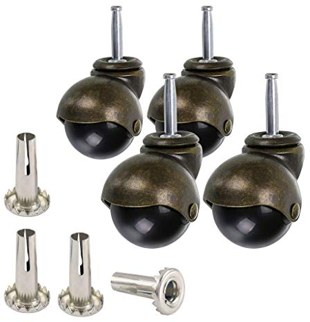 Peukerty 4 Stück 5,1 cm Kugelrollen mit Steckdosen, Vintage-Lenkrollen für Möbel, Sofa, Stuhl, Schrank