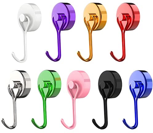 DUTIFUL Magnet Haken 15kg Magnethaken Extra Stark 360 Grad Drehbar Neodym Magnete mit Haken Super Starker Magnetischer Haken für Küche Schlafzimmer Büro Schließfächer Kühlschrankmagnet