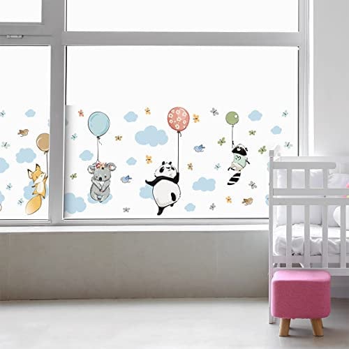 Fensterfolie mit Sichtschutz, Blickdicht, Motiv: glückliche Tiere, Aufkleber für Fenster & Duschtür, 40 x 200 cm