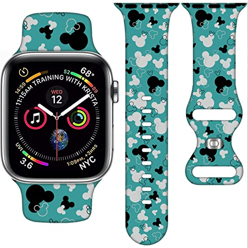 Cartoon-Armband, kompatibel mit Apple Watch, 38 mm/40 mm/41 mm/42 mm/44 mm/45 mm/46 mm, niedliches Ersatzarmband für Apple Watch Serie 10, 9, 8, 7, 6, 5, 4, 3, SE2, Silikon-iWatch-Band für Damen und