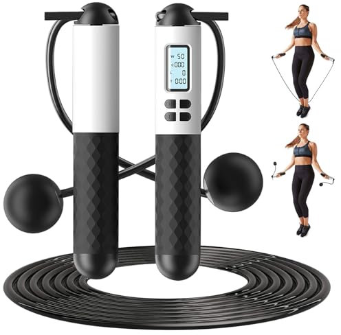 Corde à Sauter,Corde à Sauter Sans Corde,Corde a Sauter Sans Fil Sport,Corde a Sauter Sans Corde avec Compteur Calories et Minuterie LED écran Montrant,Jump Rope Réglable pour Fitness Adulte,Enfant