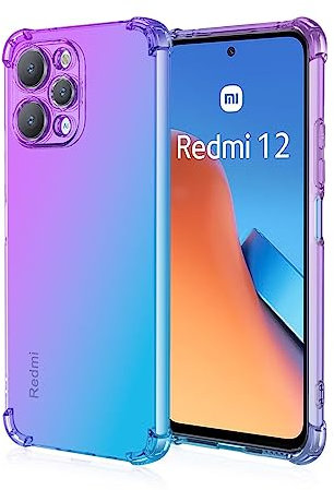 Topme Funda para Teléfono para Redmi 12 (4G) / Redmi 12 5G (6.79 Inches), Funda para Teléfono Móvil con Gradiente de Color Transparente de Silicona Suave de TPU - Azul PúRpura