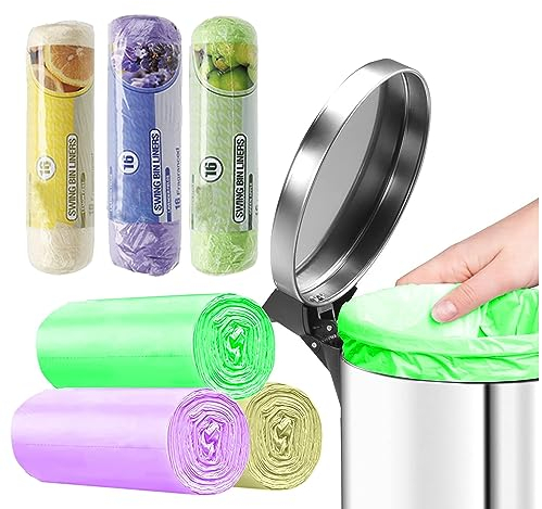48 Pedal Bin Liners - 50 Litre Capacity, 3 Rolls of 16, Slightly Scented Bin Bags with Tie Handles for more Secure Fastening, Durable and Leakproof