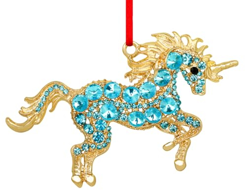 D24TIME Einhorn-Weihnachtsschmuck 2025, Metall, blaugrün, Einhorn-Weihnachtsbaum, dekorative hängende Ornamente, Andenken, Geschenke für Frauen, Mädchen, Kindergeburtstag, Partyzubehör