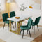 120 x 70 cm weißer Esstisch mit 4 Stühlen, modernes Küchen-Esstisch-Set, Samt-Esszimmerstühle, Tisch mit Goldenen Eisenbeinen (dunkelgrüner)
