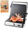 Aigostar Sandwich Toaster 2000W Toastie Maker with Meat Thermometer, Recipes, Deep Fill Panini Press with Removable Non-Stick Plate, 180° Flat Open Large Grill, Adjustable Temperature, Stainless Steel