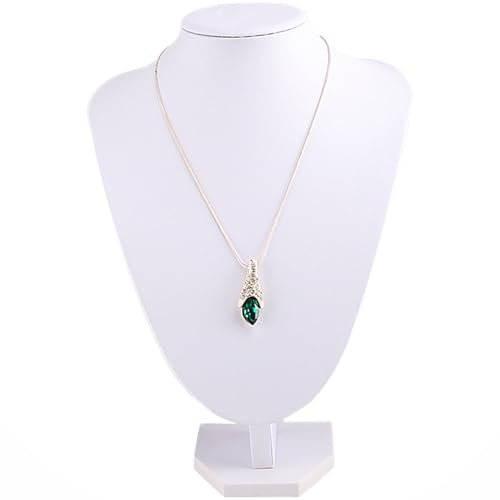 MINGZE Schmuck Display Ständer, weiße Samt Halskette Anhänger Kette Brust Display Ständer, Höhe 22 Zentimeter, Breite 15 Zentimeter, weißes Leder mit Baumwolle