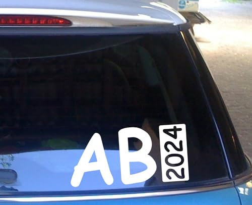 cartattoo4you® AB-02350 | ABI 2024 - Jahreszahl im I- Balken | 21 Farben wählbar | 20 x 10 cm | weiß | Autoaufkleber Aufkleber Car Auto Heckscheibe Tuning Sticker Kleber Abi Abitur Abschluss