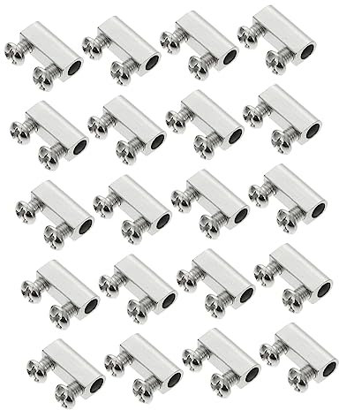 Gatuida 20 Sets Double Direction Wire Rope Clamps Cable Clips with Screws Silver Steel Wire Lockers Fixing and Securing Applications