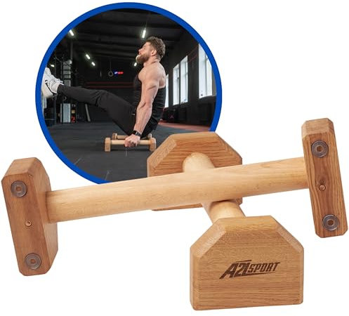 A2Z SPORT® Liegestützgriffe Holz Handstand Griffe - rutschfeste Parallettes Calisthenics Griffe Liegestütze - Push Up Bars für In- und Outdoor-Krafttraining Fitness Yoga (Paar)
