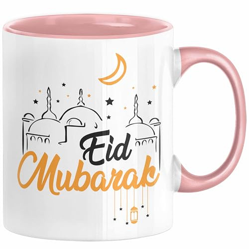Eid Mubarak Tasse Geschenk Muslime Geschenkidee Sprüche für Muslimische Menschen (Rosa)