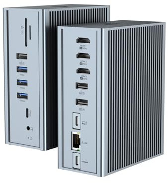 Docking Station a 16 porte USB C, docking station universale (3 x 4 K, ricarica 100 W, Gigabit Ethernet, audio, 10 Gbps USB-A/C 3.1, SD/TF) per MacBook Pro/Air