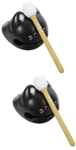 BESTonZON 2 Sätze Kätzchen Holzfisch Buddhistisches Schlaginstrument Chinesische Trommel Handpercussion-blöcke Japanische Tempelblöcke Mokugyo Zen-Trommel Büro Schreibtisch Werkzeug Hölzern