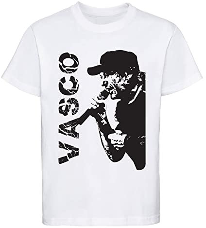 Maglietta t-Shirt di Vasco Tour 2024 stilizzata Bianca o Nera per Uomo Donna Ragazzi (IT, Testo, S, Regular, Regular, Bianco)