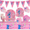 WuGU Partygeschirr Set, 102 Stück Lil und Stitc Party Geschirr, Kindergeburtstag Deko Party Supplies, Teller, Pappbecher, Papierservietten, Tischtücher und Einladungskarte für 20 Gäste
