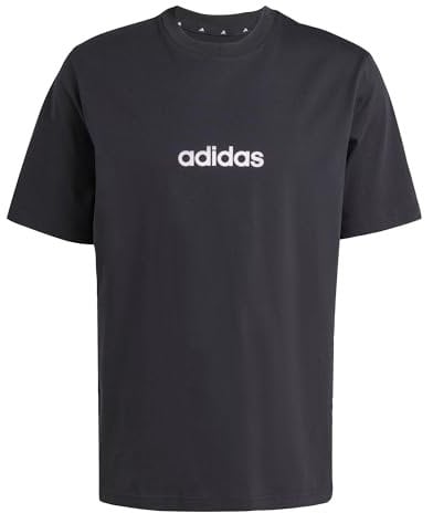 adidas Herren Essentials LINEAR Single Jersey Tee, Black/White, S