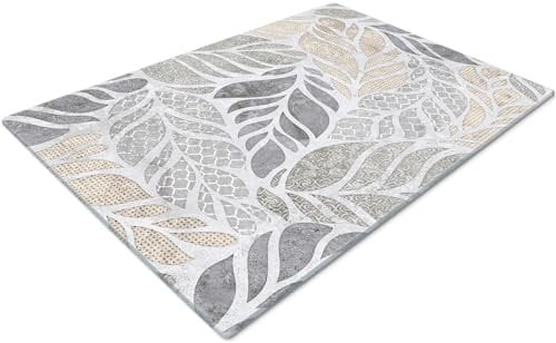 Chopping Boards | Glass Worktop Savers | Worktop Protectors Heat Resistant | Catering Chopping Boards | Chopping Boards Glass | Over The Sink Chopping Board | Large | White Grey Leaf Effect