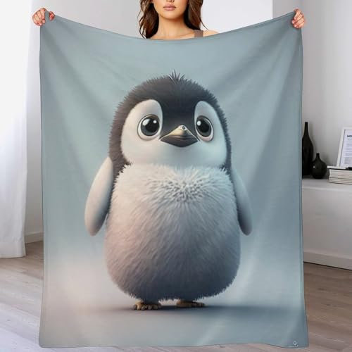 Kuscheldecke süßer Pinguin Wolldecke, Warme Flannel Fleecedecke Als Sofadecke, Couchdecke, Sofaüberwurf Und Bettdecke, Weiche Wohndecke Für Couch Und Sofa（130×180cm）