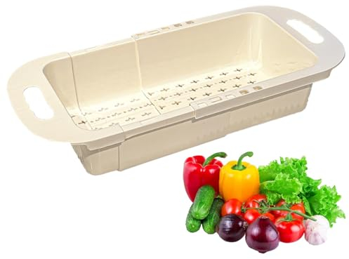 Teksome Colador retráctil para Fregadero de Cocina,Colador retráctil para Fregadero, Cesta de Lavado para Fregadero con colador sobre el Fregadero, Escurridor de Cocina, Cesta de Lavado para