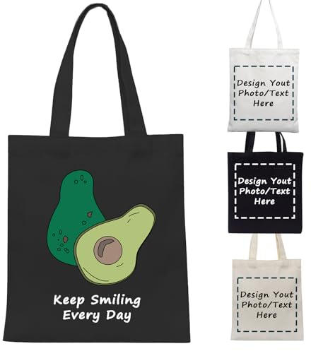 Stoffbeutel Personalisierte Tasche mit Foto/Text Baumwolltasche Jutetasche Personalisiert Jutebeutel Bedruckt Stofftasche Personalisierte Geschenke für Frauen (Schwarz)