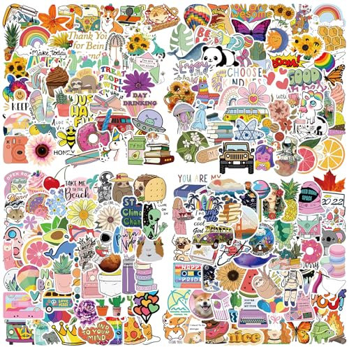 Veszoen 200 Stück Kawaii Stickers Set Aesthetic Aufkleber Kindle Sticker Wasserdichte Vinyl Aufkleber Laptop Stickers für Scrapbook Kindle Laptop Trinkflasche Skateboard Journal Handy usw