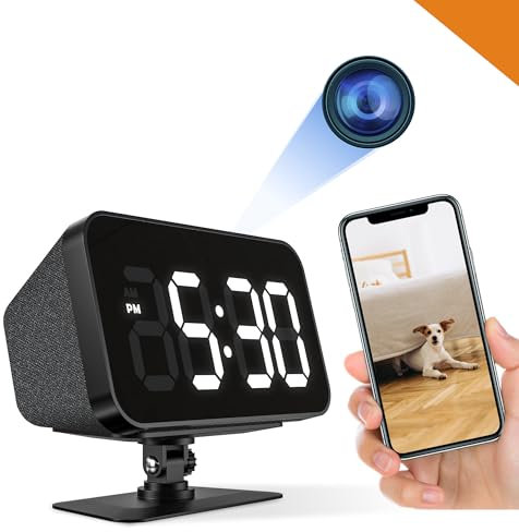 ALPHA TECH WiFi Clock Camera - Remote View - Premium HD 1080P - Dual Band 2.4G/5G WiFi - Best Mini Camera for Home - Real Time Monitoring - Wide Angle - Nanny Pet Cam - Image Only - iOS Android