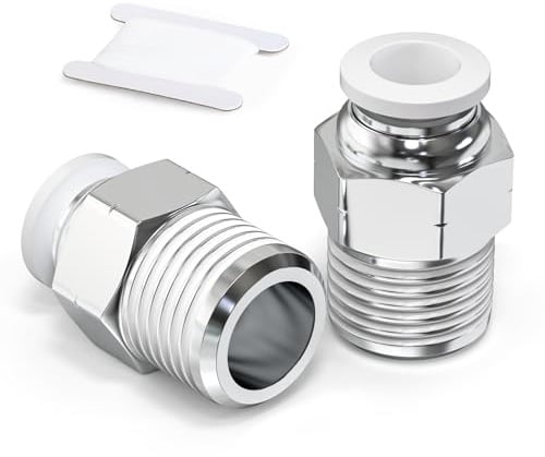 TAILONZ PNEUMATIC Weiß Gerade Steckverschraubungen mit Außengewinde 10 mm AD x 3/8 BSP PC10-03 (2er-Pack)
