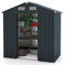 HOMASIS Abri de Jardin Métal 193 x 129 x 196 cm, Cabane de Jardin avec Toit Incliné, Portes Coulissantes, Aérations, Cadre en Acier Galvanisé Antirouille, Abri à Outils pour Jardin, Terrasse, Garage