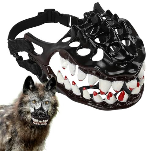 Halloween Hund Schnauze | Gruseliges Hundekostüm | Hundeschnauze mit großen Zähnen | Spektrales Accessoire für Hunde | Spektrales Halloween-Hundekostüm | Gruseliger Hundemaulkorb | Museruol