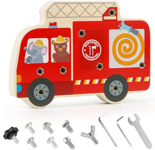 Victse Montessori Spielzeug ab 3 4 5 Jahre, Werkbank Kinder ab 3 Jahre, Busy Board Holz Schraubbrett Holzspielzeug, Kinderspielzeug Motorikspielzeug Lernspiele Geschenk für Mädchen Junge